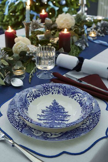 Blue Italian Christmas Tree Bowl